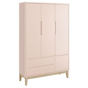 Guarda Roupa Infantil New Classic 3 Portas Rosa Com Pés Madeira