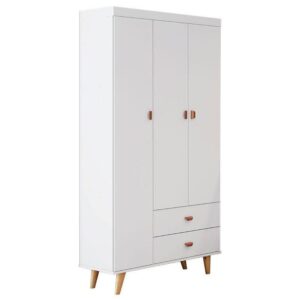 Guarda Roupa Infantil Retrô Duda 3 Portas Branco Acetinado Bétula
