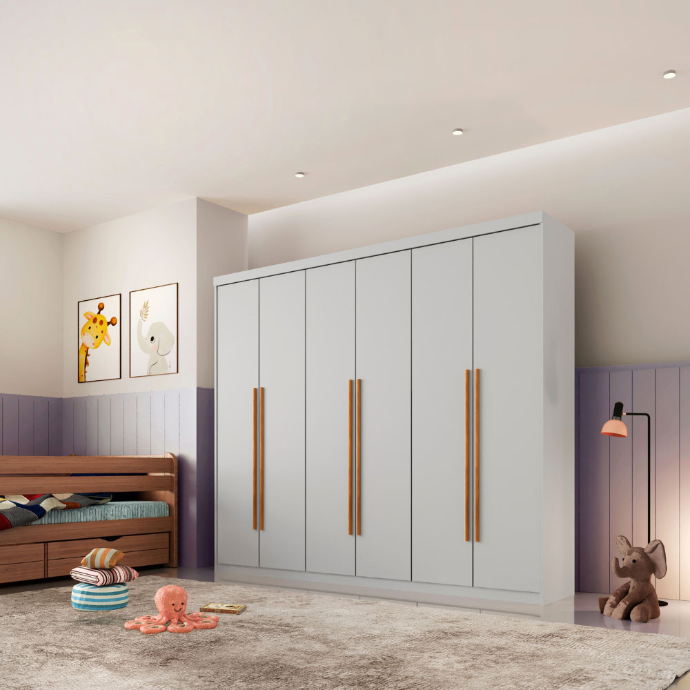 Guarda Roupa Infantil Sofia 100% Mdf 6 Portas e 2 Gavetas Moderna