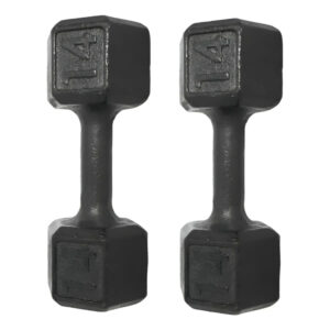 Halter Dumbell 14kg Sextavado Pintado Peso De Academia Para Treino