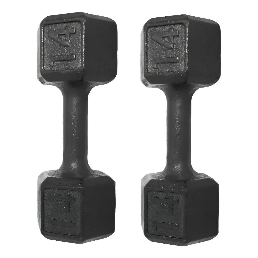 Halter Dumbell 14kg Sextavado Pintado Peso De Academia Para Treino