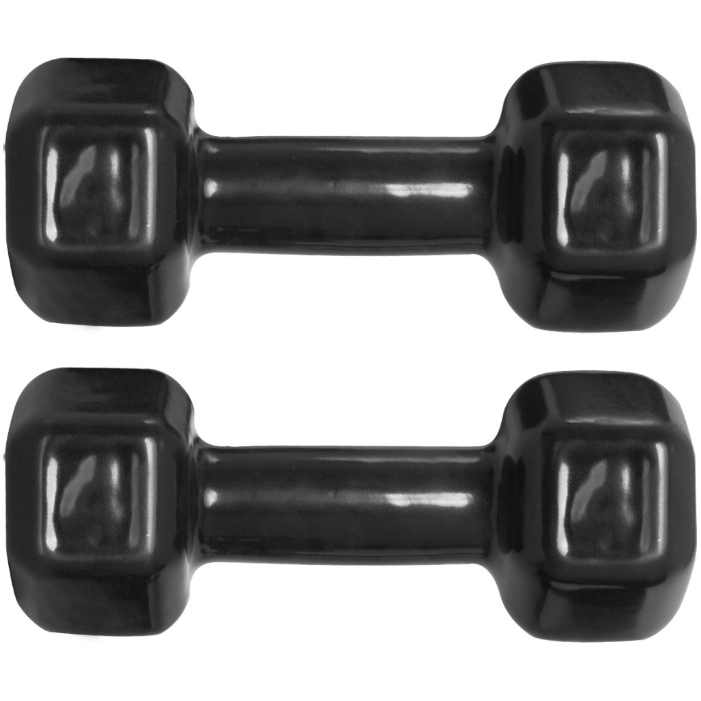 Halter Emborrachado 4kg Peso Academia Dumbell Sextavado Cor Preto