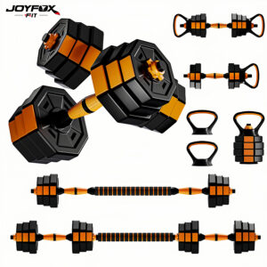 Halteres Musculação Kit 6 Em 1 Regulável 30kg Joyfox Barra Extensora