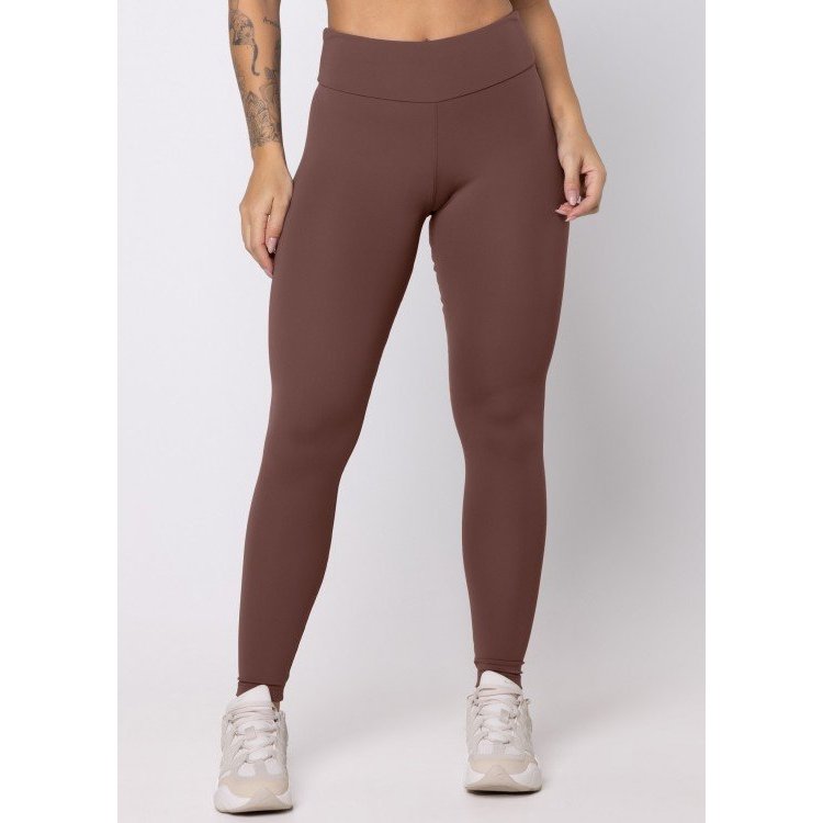 Hardyn Calça Legging Basica em Poliamida Marrom Zero Transparencia