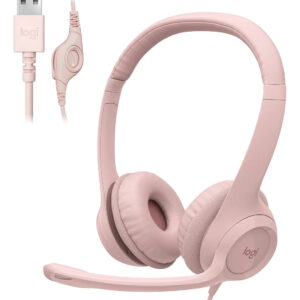 Headset com fio USB Logitech Rosa