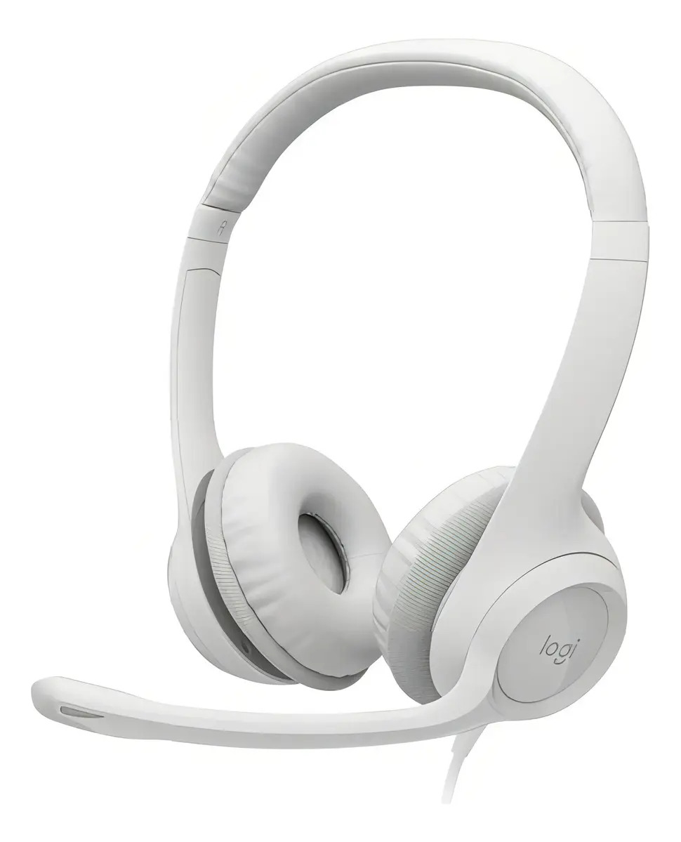 Headset Logitech H390 Usb Controle De Volume Mute Branco — Áudio e Fones