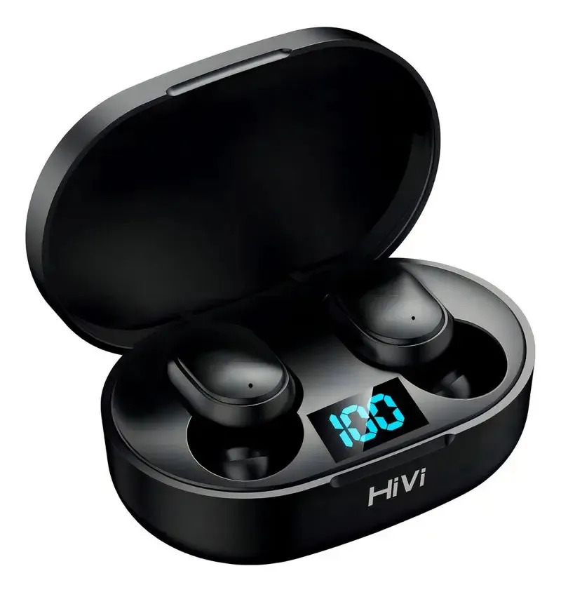 Hivi Fone De Ouvido Bluetooth 5.0 Par Sem Fio Duplo Cor Preto — Áudio e Fones