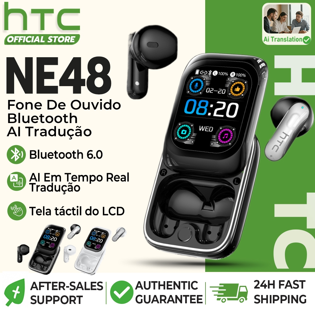 Htc NE48 Fone De Ouvido Bluetooth 6.0 AI Tradução 165 Idiomas Em