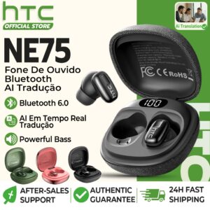 Htc NE75 Fone De Ouvido Bluetooth 6.0 AI Tradução Sem Fio 165 Idiomas