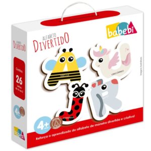 Jogo Alfabeto Divertido Babebi Brinquedo Mdf Madeira Reflorestada