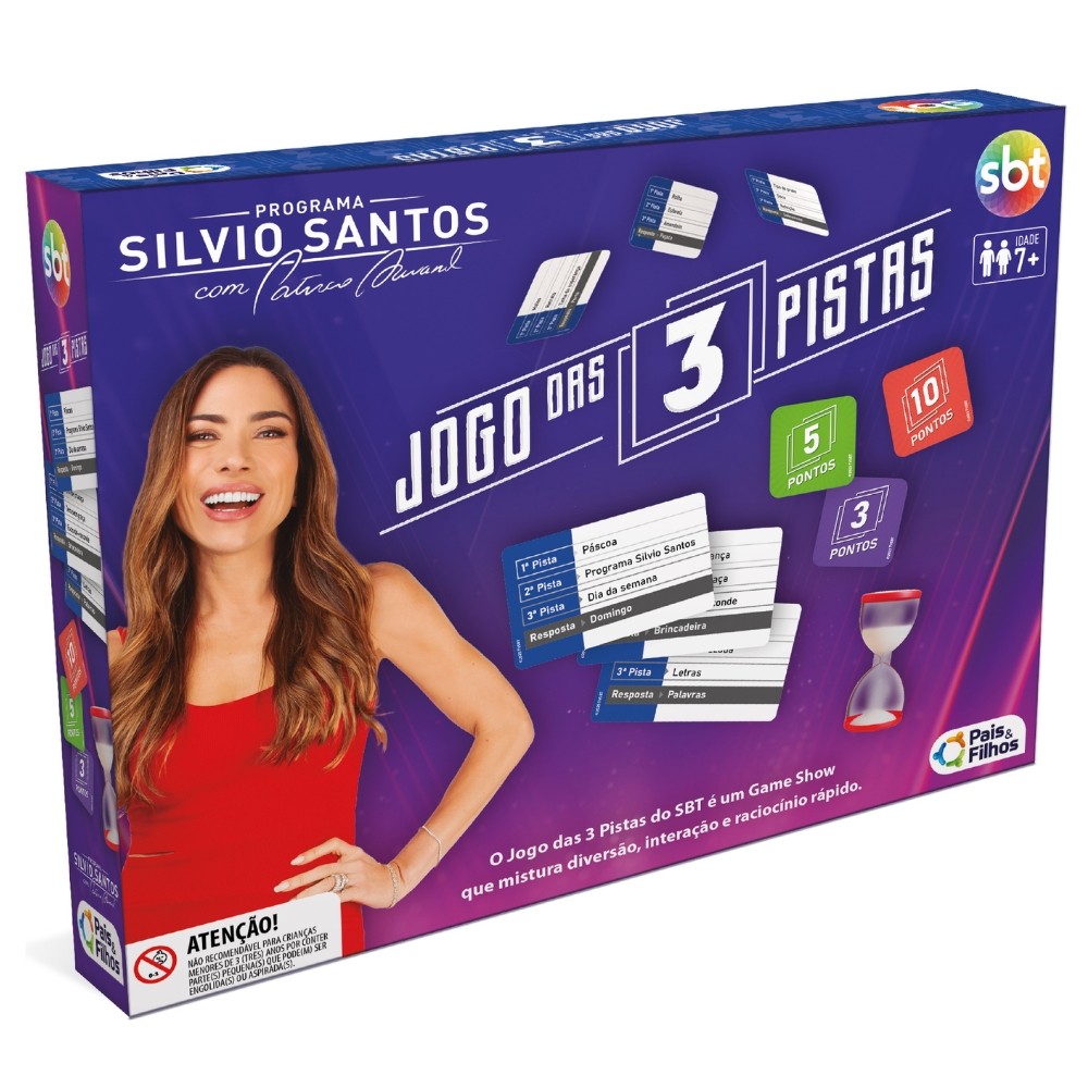 Jogo Das 3 Pistas Pais E Filhos Brinquedo 200 Cartas Silvio Santos TV