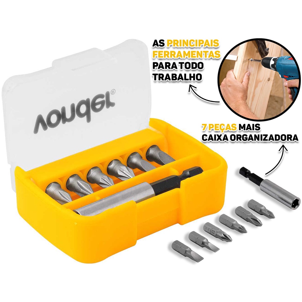 Jogo De Bits Ponteiras Encaixe Sextavado Aço Cromo Vanádio P