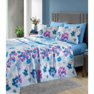 Jogo de Cama 150 Fios Casal 4 Peças Lar E Lazer Azul