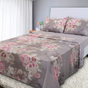 Jogo de Cama Lençol 4 Peças Queen Com Elástico Estampado 158x198x30cm