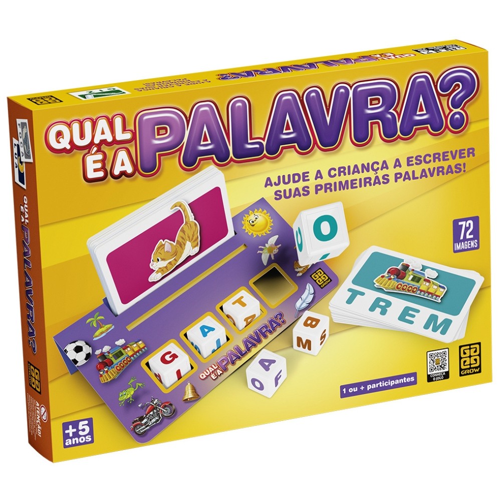 Jogo DE Tabuleiro Qual É A Palavra? Grow Brinquedos Mesa Letra