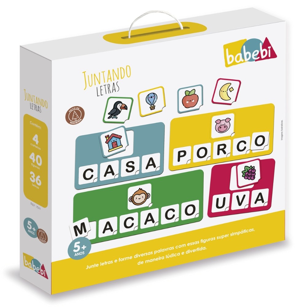 Jogo Juntando Letras Madeira Babebi Lógico Educativo Mdf Montar