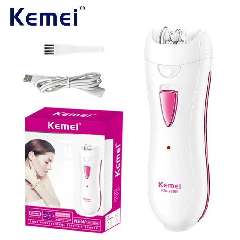 Kemei Depilador Elétrico Sem Fio Feminino Barbeador Axila Pernas