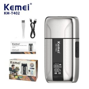 Kemei T402 Barbeadores De Folha Dupla De Metal Com Desinfecção UV