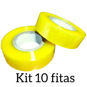 Kit 10 Fita Adesiva Transparente 500 Metros Larga Para Embalagens