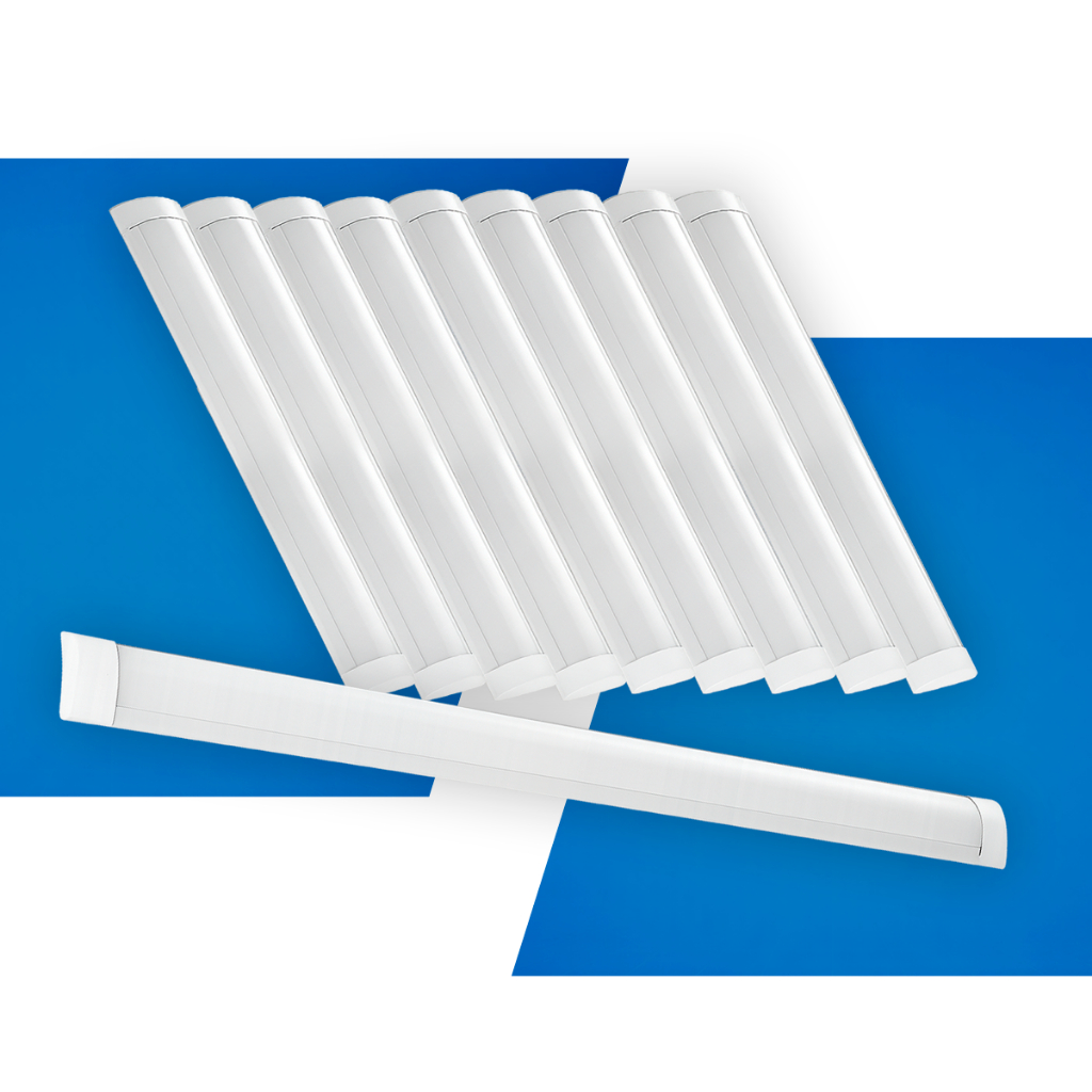Kit 10 Luminaria led Linear Fit 18w ou 36w 5cm ou 100x6,5cm Branco