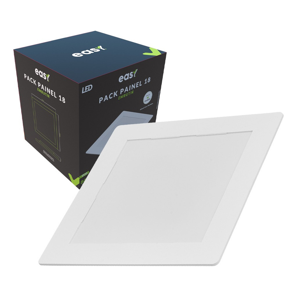 Kit 10 Plafon Luminária Painel Led Embutir Branco 18w 6500K Luz
