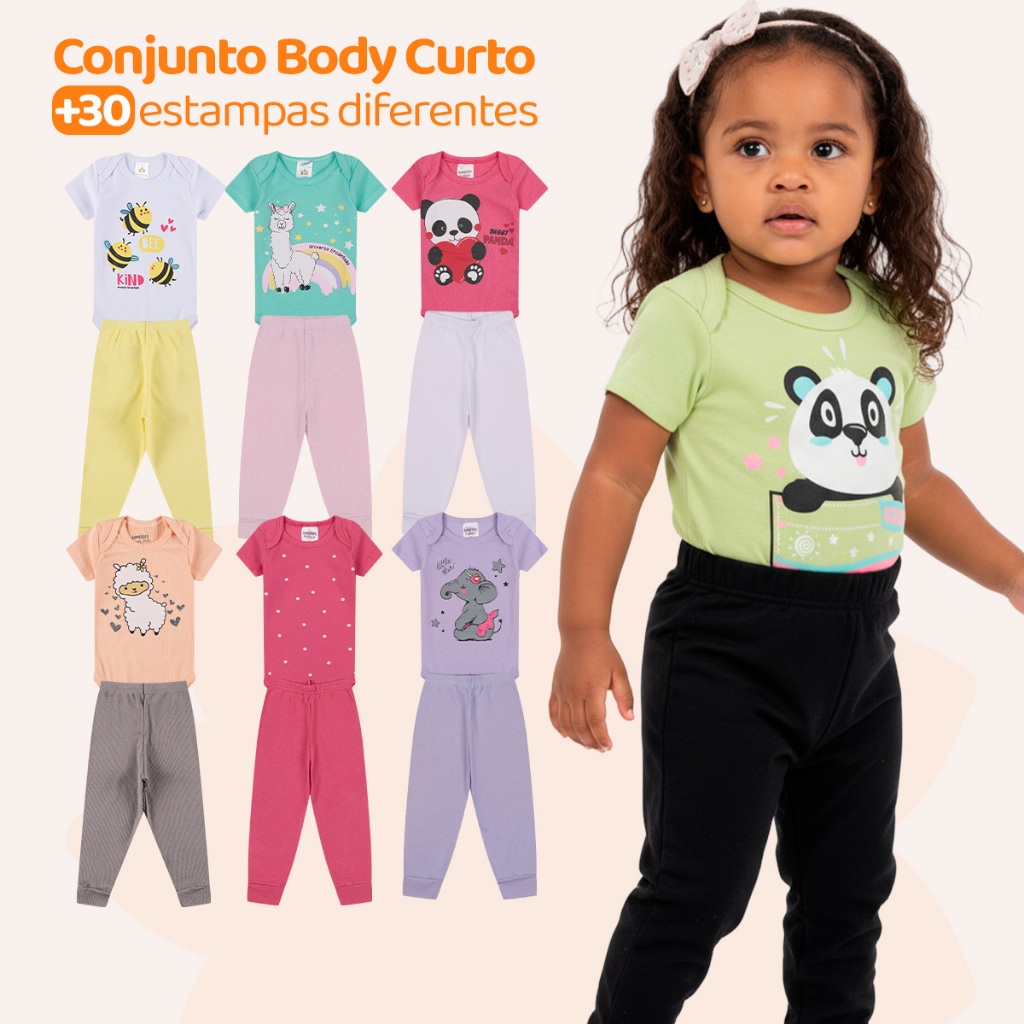 Kit 12 Peças de Roupas para Bebê Menina Kit 6 Body Roupa Infantil Bebê