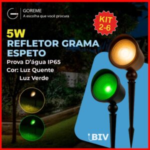 Kit 2-6 Luminária Espeto Jardim 5W Led Refletor Grama A Prova Dágua