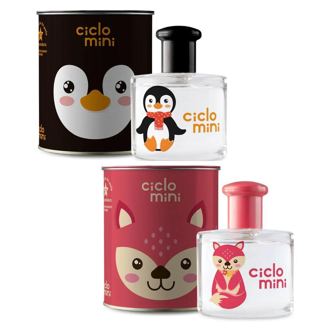 Kit 2 Água de Colônia Perfume Infantil 100ml Raposete Pingucho Ciclo