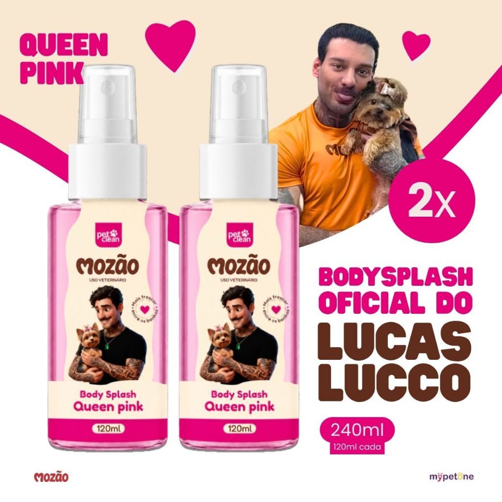 Kit 2 Body Splash Pet Queen Pink 120ml Mozão Lucas Lucco Perfume