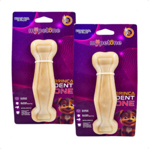 Kit 2 Brinquedo Osso Bamboo Brinca Dent One Sabor Bacon I Grande