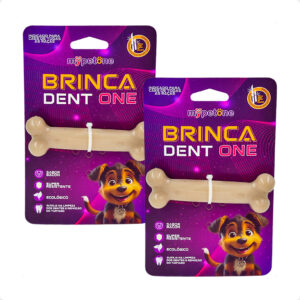 Kit 2 Brinquedo Osso Bamboo Brinca Dent One Sabor Bacon I Pequeno