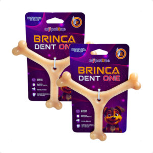 Kit 2 Brinquedo Osso Bamboo Brinca Dent One Sabor Bacon Y Grande