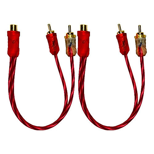 Kit 2 Cabo Y Rca Cristal Matte 2M 1F Injetado Para Som Automotivo