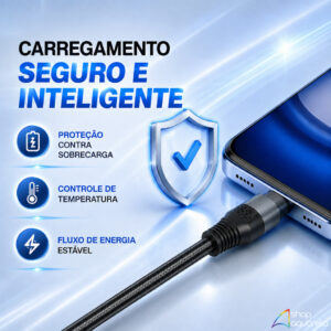 Kit 2 Cabos Carregador Tipo C 6A 120W Turbo 2 Metros Reforçado