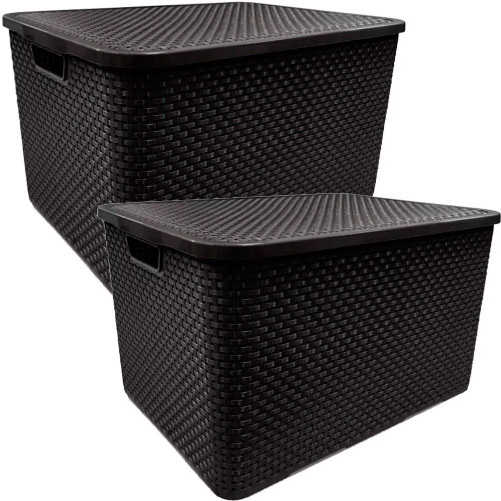 Kit 2 caixas organizadoras com tampa 20 litros Rattan Arqplast