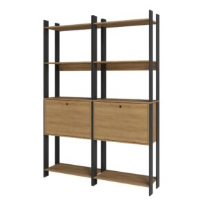 Kit 2 Estantes para Livros 2 Portas 10 Prateleiras Estilo Industrial