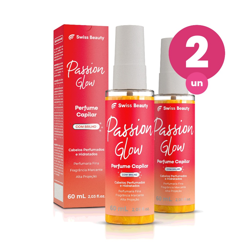 Kit 2 Perfume Capilar Hidratante Passion Glow 60ml Floral Frutado