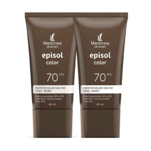 Kit 2 Protetor Solar Episol Color Pele Negra T5 Fps 70 Loção com