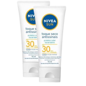 Kit 2 Protetor Solar Facial Nivea Sun Toque Seco Antissinais Fps 30