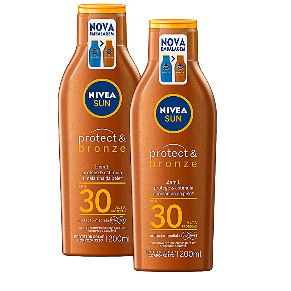 Kit 2 Protetor Solar Nivea Sun Protect Bronze Fps 30 Loção 200ml