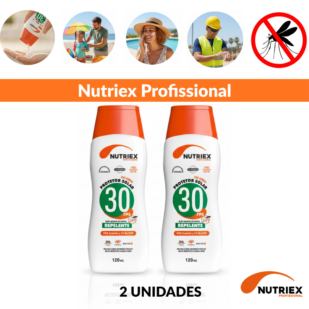 Kit 2 Protetor Solar Nutriex Fps 30 Repelente 120ml Toque Seco — Skincare