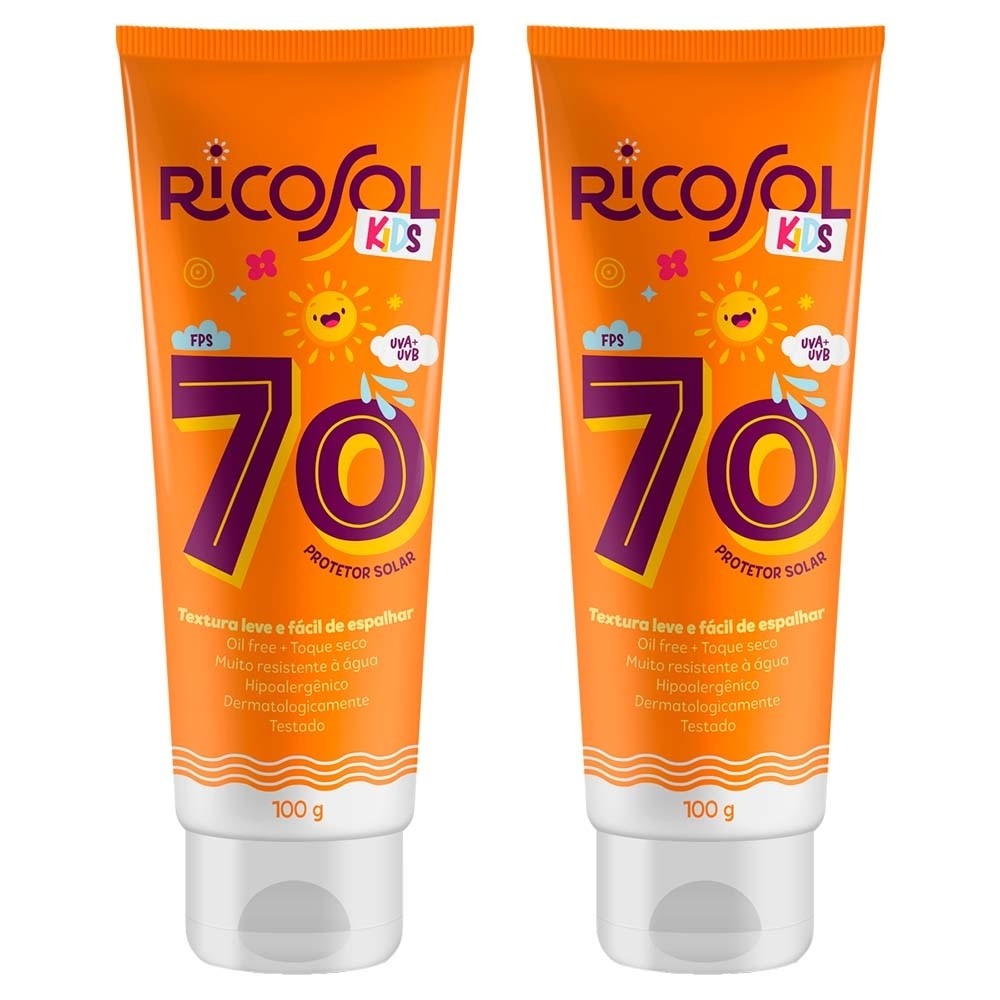 Kit 2 und Ricosol Protetor Solar Kids Fps 70 100 G