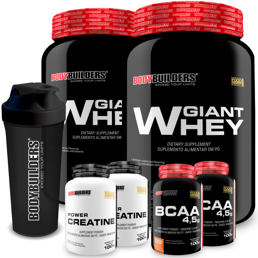 Kit 2x Giant Whey 900g 2x Bcaa 100g 2x Power Creatina 100g