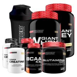 Kit 2x Giant Whey 900g 2x Bcaa 4.5 100g 2x Creatina 100g Glutamina