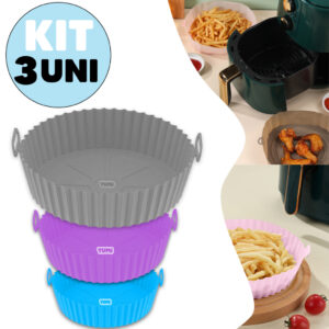 Kit 3 A Melhor Forma de Silicone Flexível para Fritadeira Air Fryer
