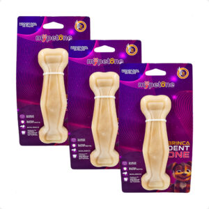 Kit 3 Brinquedo Osso Bamboo Brinca Dent One Sabor Bacon I Grande