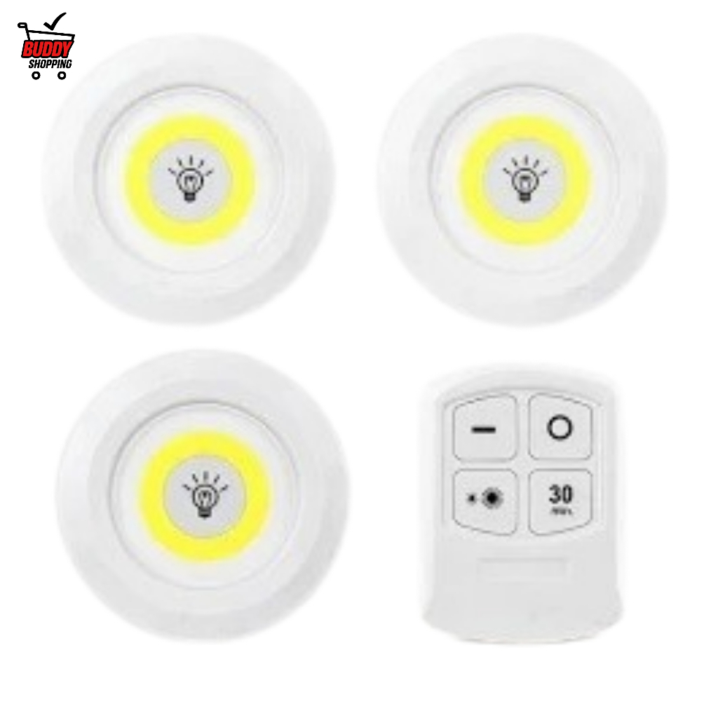 Kit 3 Lâmpada Luminária Led Spot Sem Fio Controle Remoto