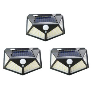 Kit 3 Luminária Solar Parede 100 Leds Sensor Presença Com 3 Funções — Decoração