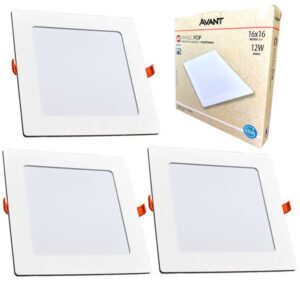 Kit 3 Painéis Plafon Quadrado Embutir 12W Luz Branca 6500K Luminária
