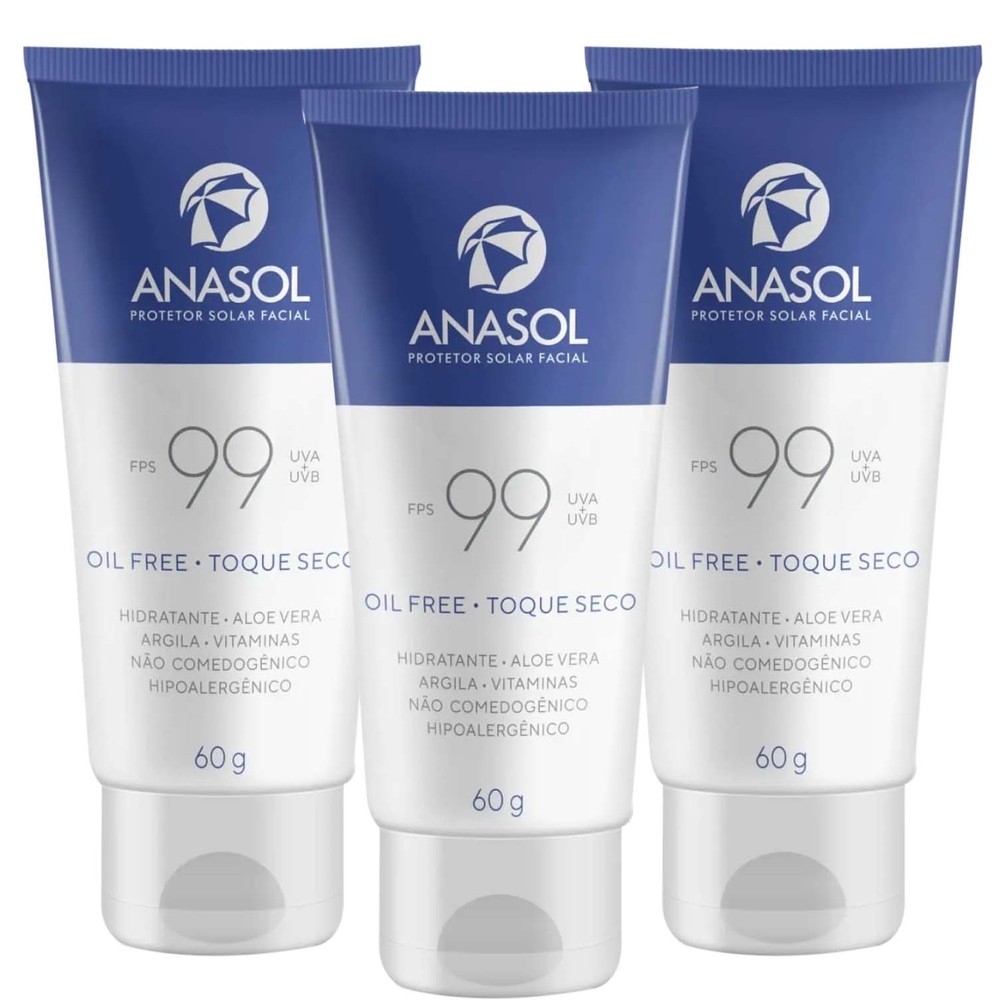 Kit 3 und Anasol Protetor Solar Facial Fps 99 60g — Skincare